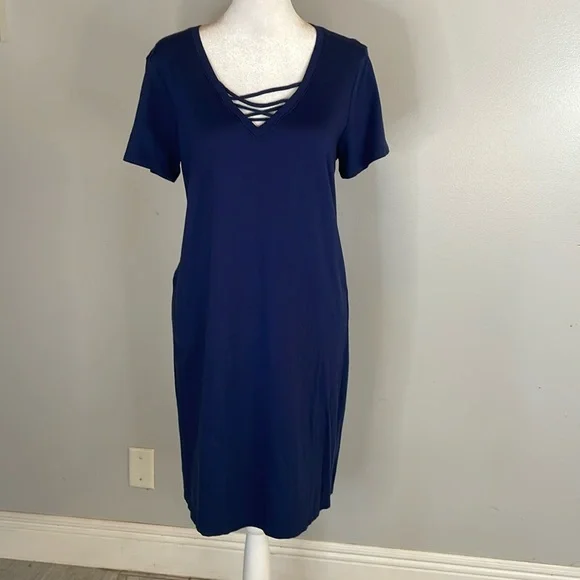 michael stars shirt dress Michael Stars Shirt Dress Women Size M Black Tie Waist Lyocell Soft Long Sleeve